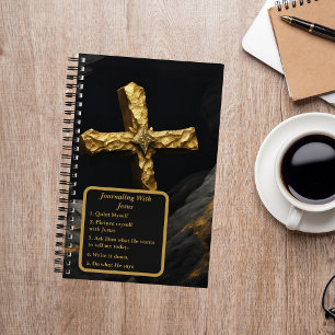 Gold Cross on Black Christian Journal