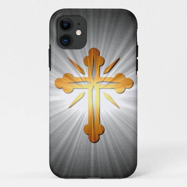 Gold Cross On Sun Rays Case-Mate iPhone Case (Back)