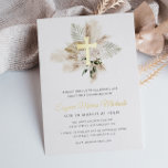 gold cross pampas first communion<br><div class="desc">A modern gold foil cross greenery pampas grass design first communion invitation card. The colours and text can be personalised.</div>