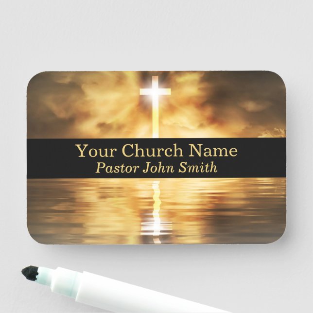 Gold Cross Reflection Church  Name Tag (In Situ)