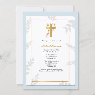 Gold Cross Religious Invitation