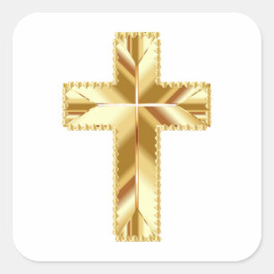 Gold Cross Square Sticker
