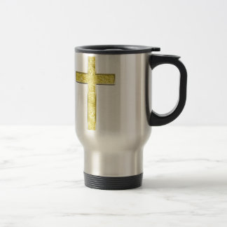 gold cross travel mug