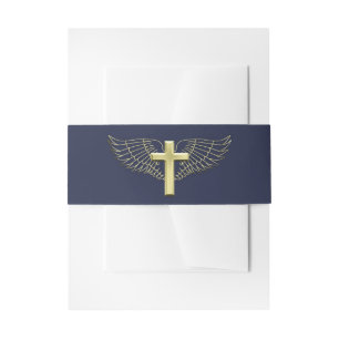 Gold Cross Wing Invitation Belly Band
