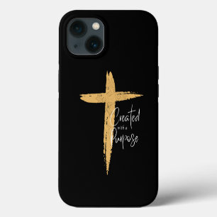 Gold Cross with Jesus Created With A Purpose iPhone 13 Case