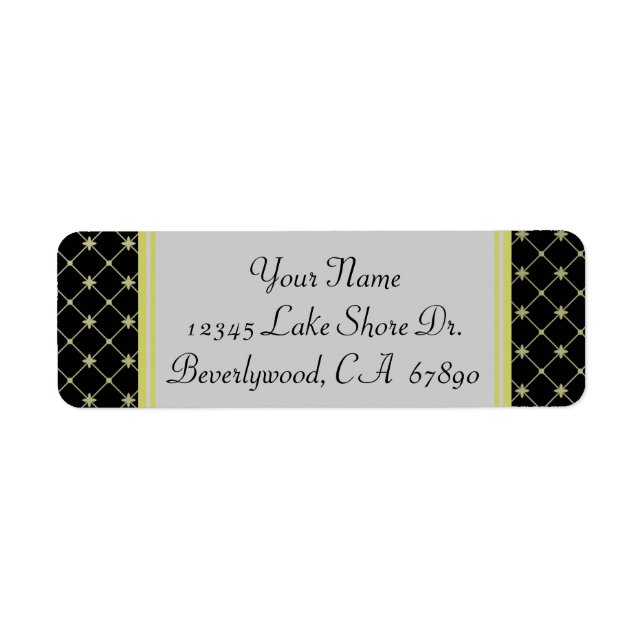 Gold Crosses Pattern on Black Custom Address Label (Front)