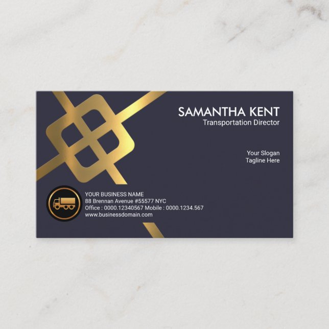 Gold Crossroad Logistic Routes Transportation Business Card (Front)