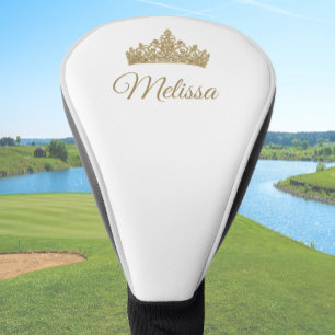 Gold Crown and Custom Name Pretty Golf Head Cover