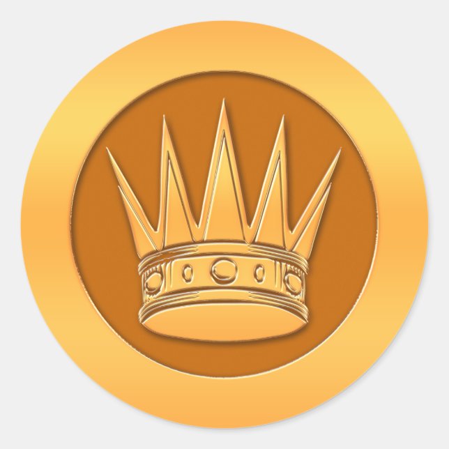 Gold Crown Classic Round Sticker (Front)