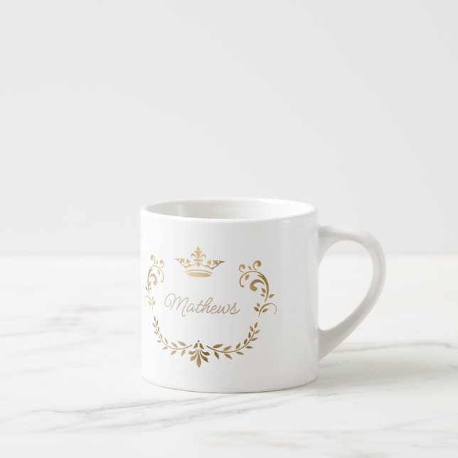 Gold Crown Crest Personalised  Espresso Cup (Right)