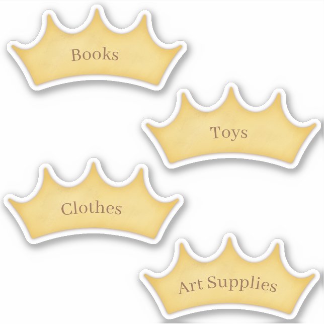 Gold Crown Kids & Baby Storage Organisation Labels (Front)