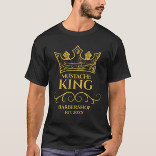 Gold Crown Moustache King Barbershop T-Shirt