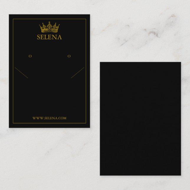 Gold Crown Necklace & Earring Display Card (Front/Back)