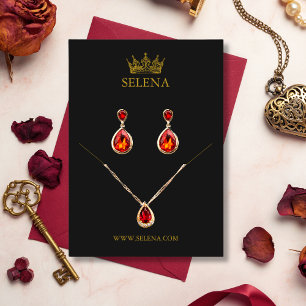 Gold Crown Necklace & Earring Display Card