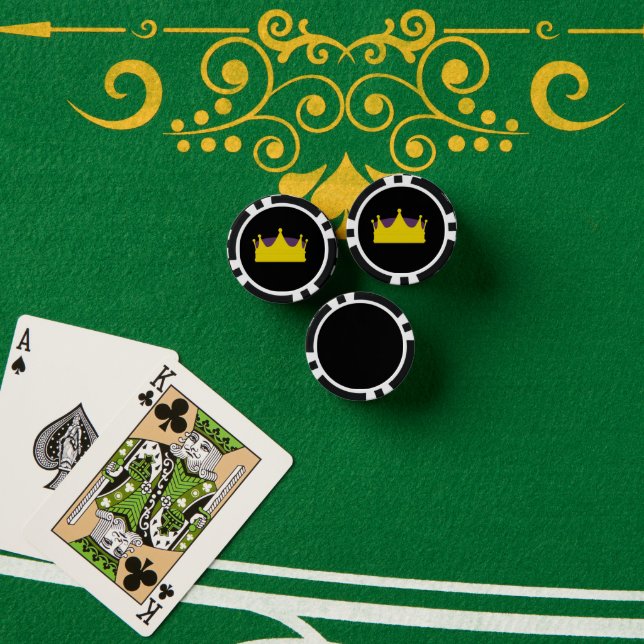Gold crown on black poker chips (Poker Table (Stack))