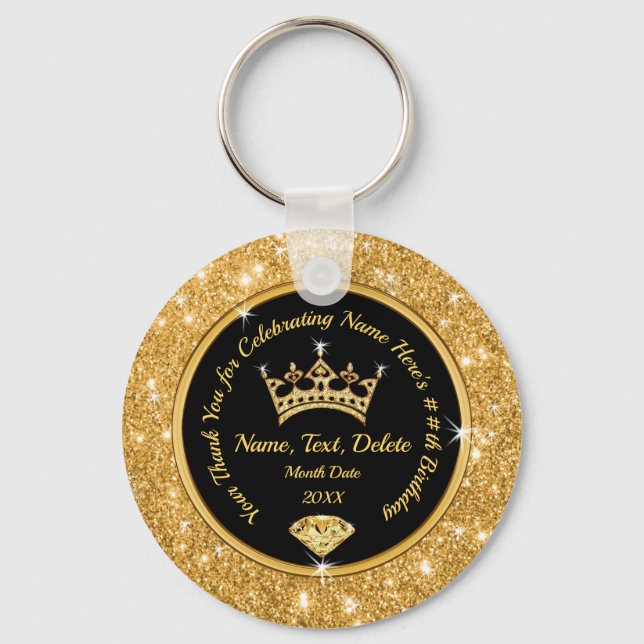 Gold Crown Party Favours for Teens to Adults Key Ring (Front)