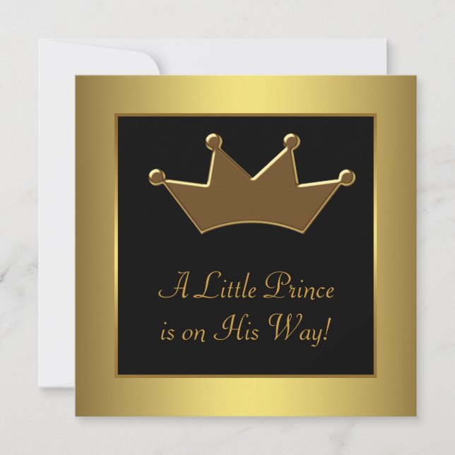Gold Crown Prince Baby Boy Shower Invitation (Front)