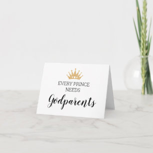Gold Crown Prince Needs Godparents Baptism Propose Card