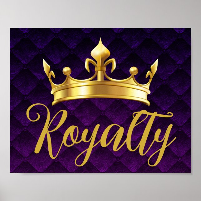 Gold Crown Purple Plush Royalty Wall Art Print (Front)