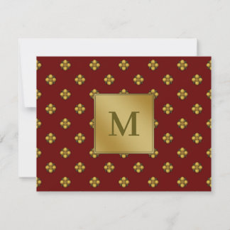 Gold Cruciferous Flowers Monogrammed Red Card