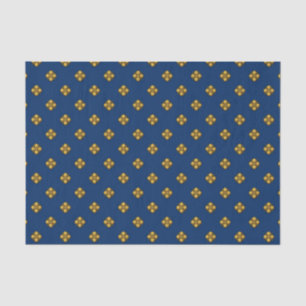 Gold Cruciferous Flowers on Blue Tissue Paper