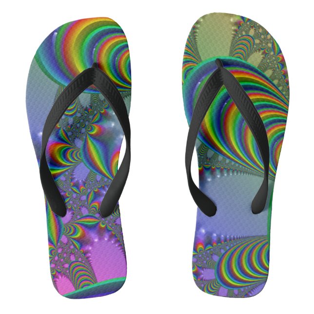 Gold Crystal Fractal Flip Flops (Footbed)