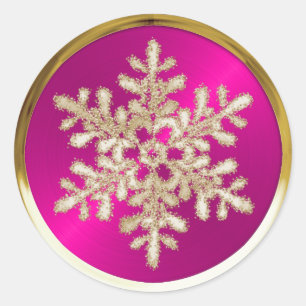 Gold Crystal Snowflake on Hot Pink Seal