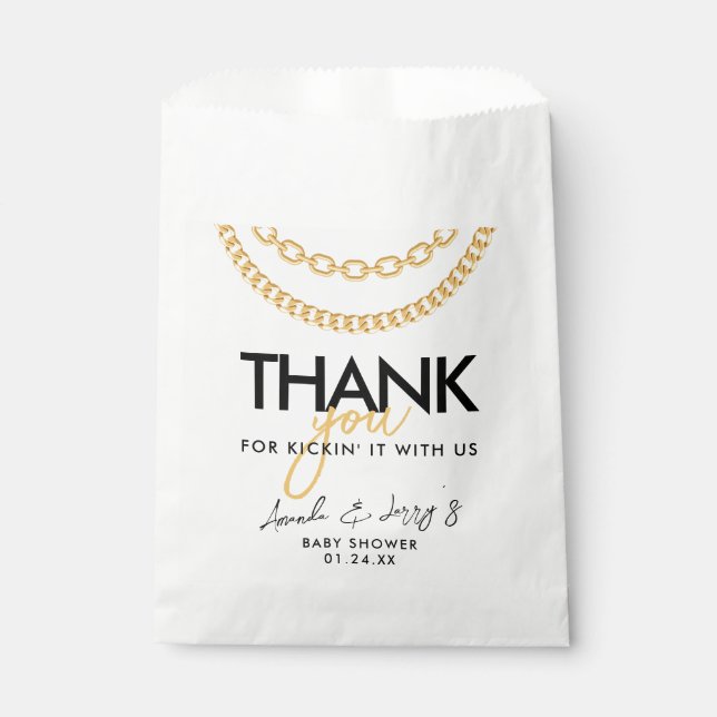 Gold Cuban Link Chain Hip Hop Baby Shower Favour Bags (Front)