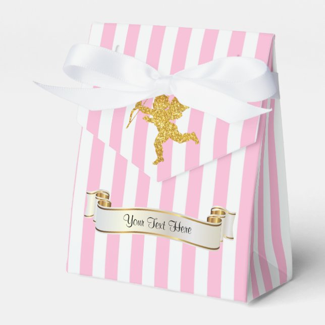 Gold Cupid Personalise Favour Box (Front Side)