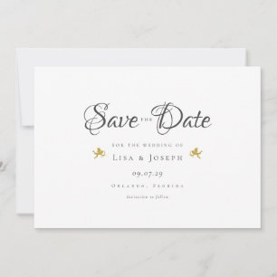 Gold Cupids Elegant Script Save the Date Invitation