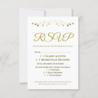 Gold Curly Filigree Border Elegant Wedding RSVP