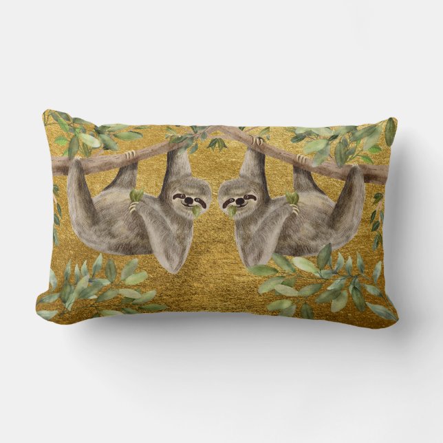 Gold Cushion - Sloth Design  (Front)