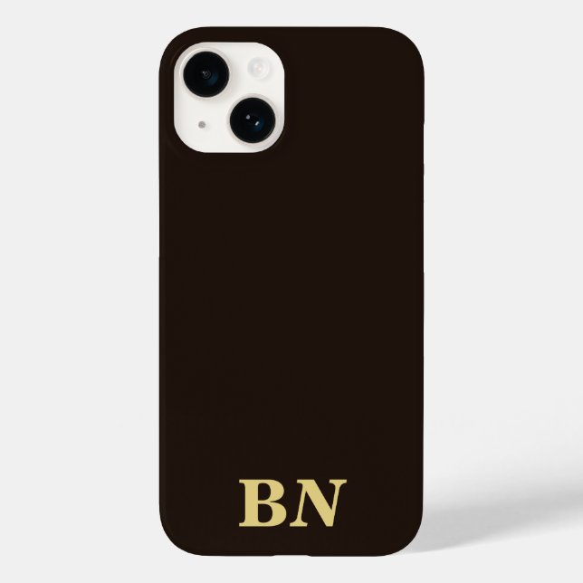 Gold custom initials minimalist brown Case-Mate iPhone case (Back)
