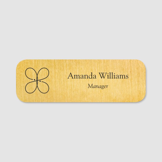 Gold Custom Logo Employee  Name Tag (Front)