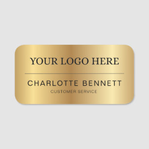 Gold Custom Logo Office Employee Staff Name Tag