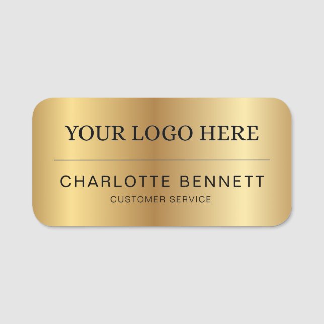 Gold Custom Logo Office Employee Staff Name Tag (Front)