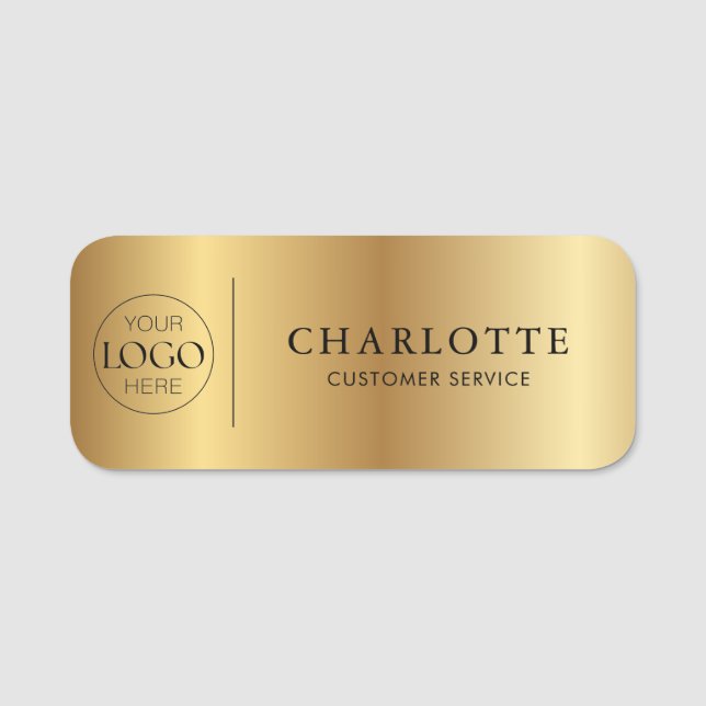 Gold Custom Logo Office Employee Staff Name Tag (Front)