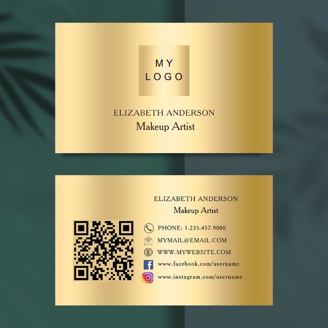 Gold custom logo Qr code social media premium Business Card (Creator Uploaded)