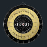 Gold Custom Logo & Text Company Business Branded   Dartboard<br><div class="desc">Promote your business with this elegant dart board,  featuring custom logo & text. Easily add your details by clicking on the "personalise" option.</div>