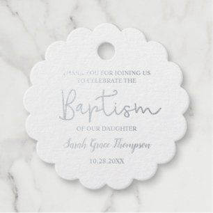 Gold Custom Modern Script Name Baby Girl baptism Favour Tags