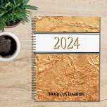 Gold Custom Name 2024  Planner<br><div class="desc">This stylish Planner is decorated with a textured gold print.
Customise it by changing the name and the year.</div>