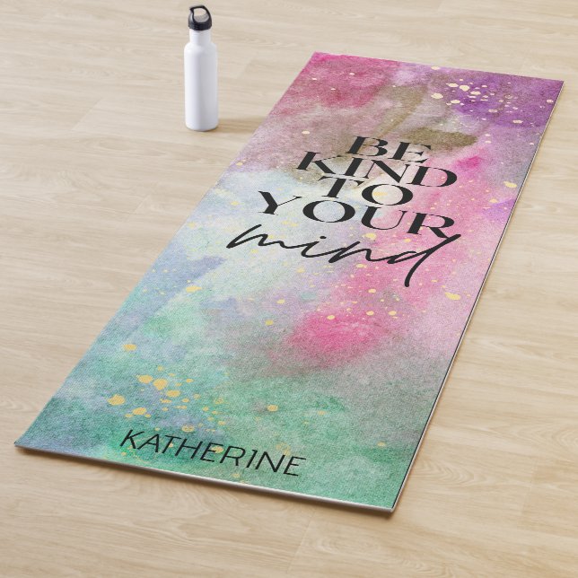 Gold Custom Name Workout motivational monogram  Yoga Mat (In Situ)