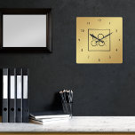 Gold Custom Square Logo Business Company Office Square Wall Clock<br><div class="desc">Decorate your home/office with this cool wall clock,  featuring custom logo & name. Easily add the desired logo by clicking on the "personalise" option.</div>