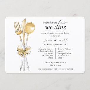 Gold Cutlery Rehearsal Dinner Party Invitation