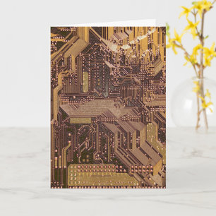 Gold Cyber Circuit Board Tech Art Electronics Card