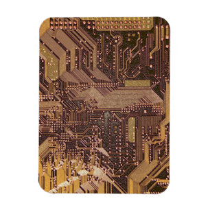 Gold Cyber Circuit Board Tech Electronics Magnet