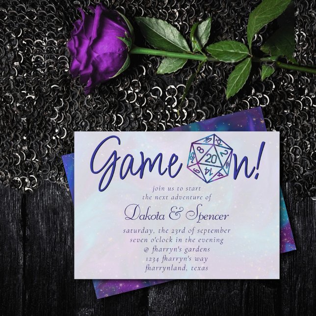 Gold D20 Game On | Tabletop Role Player Dice Invitation (Creator Uploaded)