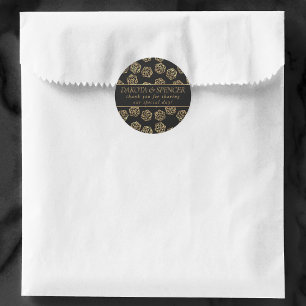 Gold D20 Pattern Tabletop Role Player Thank You Classic Round Sticker