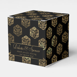 Gold D20 Pattern   Tabletop Role Player Thank You Favour Box