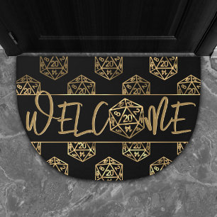 Gold D20 Pattern   Tabletop Role Player Welcome Doormat
